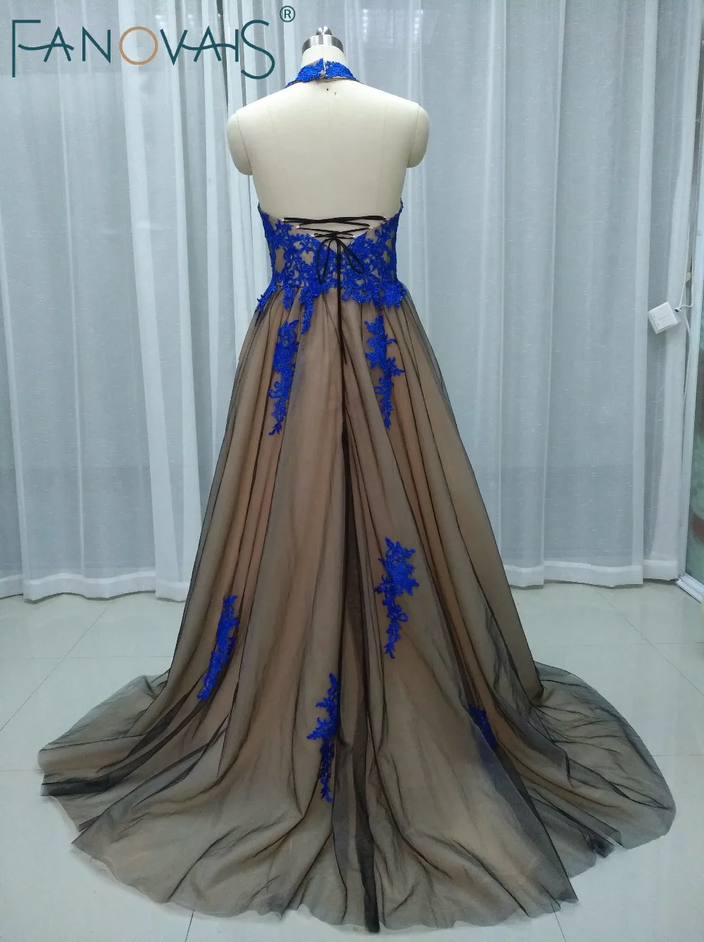 Мать Дочь Платья Холтер Кружева Платье Выпускного Вечера 2k17 Синий и черный