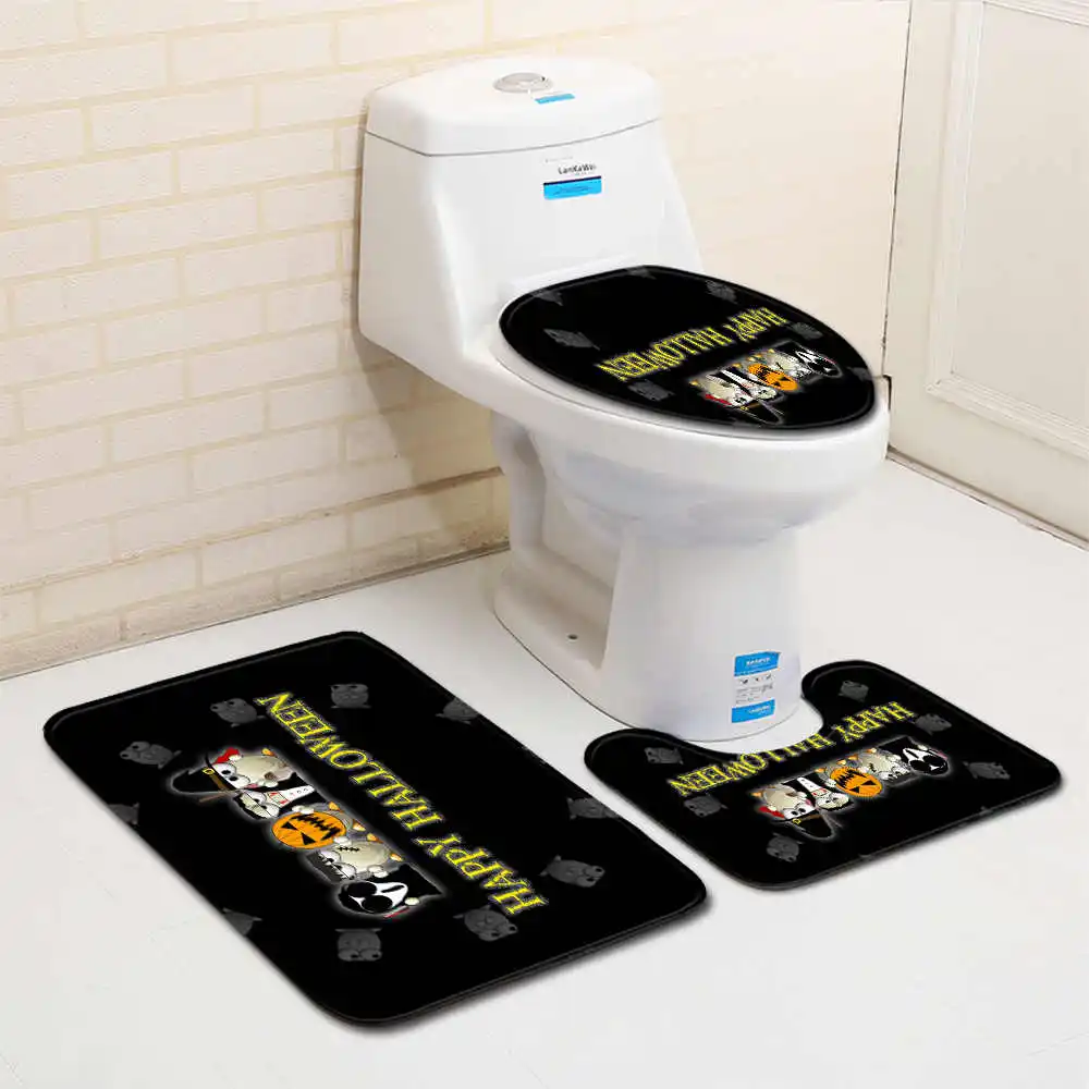 3 шт./компл. Набор ковриков для ванной на Хэллоуин с черепом фланелевый