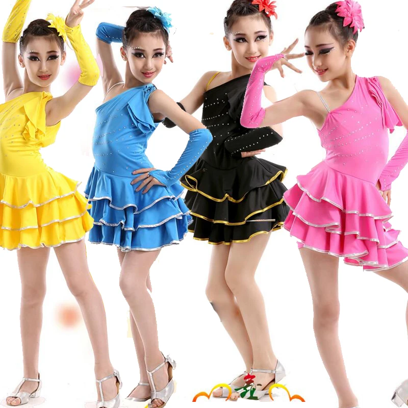 

Для девочек, детское платье с блестками для детей для латино-американских танцев, платья танцев костюмы дети девочки хип-хоп Одежда для танц...