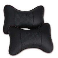 qfhetjie 2pcs car neck pillow perforating design pu leather hole digging car headrest pillow auto safety accessories