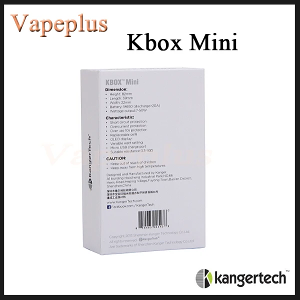 Оригинальный мини бокс Kanger Kbox 50 Вт VW с функцией пропуска батареи Kangertech K Box Mini fit
