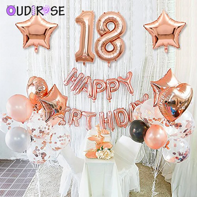 OUDIROSE фольга из розового золота шарик для дня рождения письмо надувной мяч на день