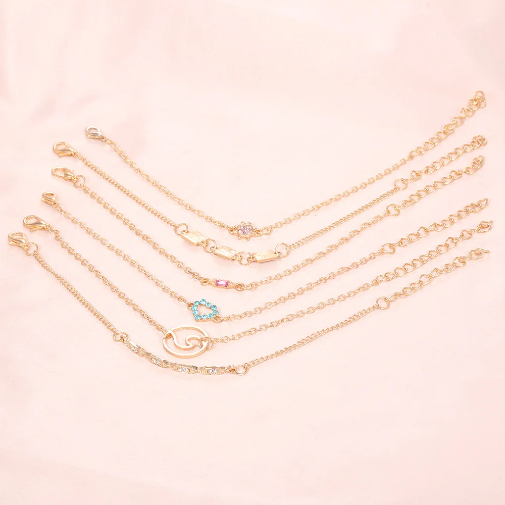 6 шт./партия Лаконичные Женские босоножки в форме браслеты волны сердца с