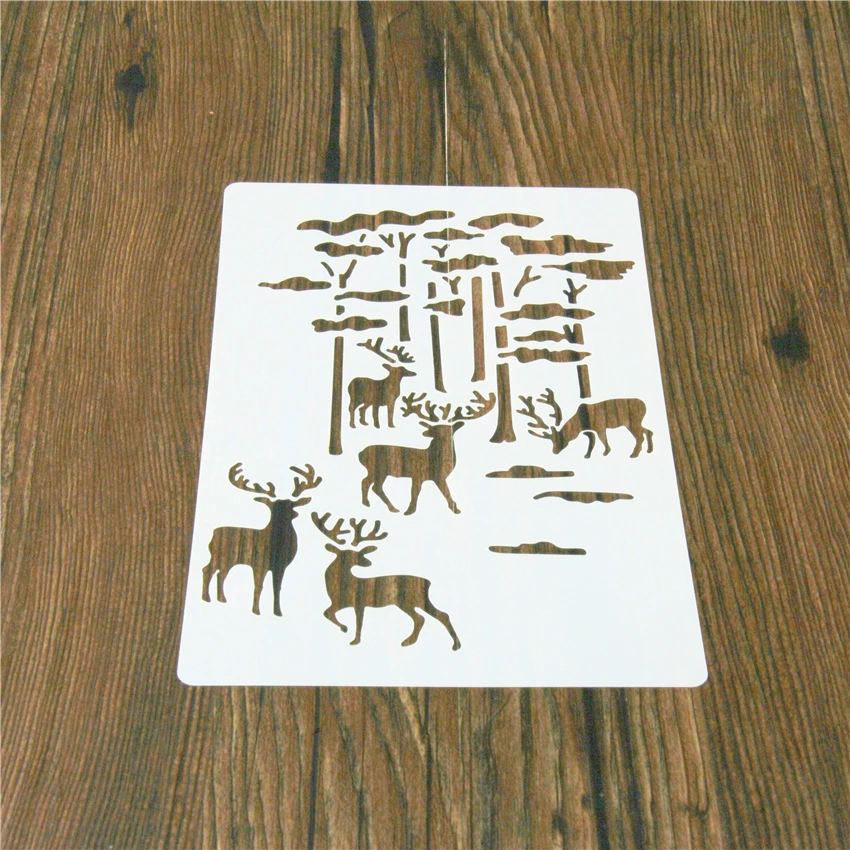 Лес Рождество олень декоративные печенье трафарет площадку для Кофе украшения