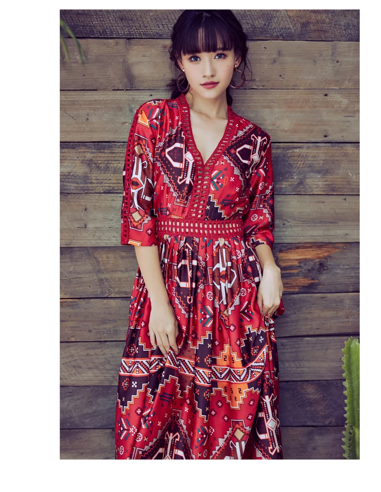 Женское винтажное шифоновое платье Orgreeter длинное в национальном стиле с тотемным