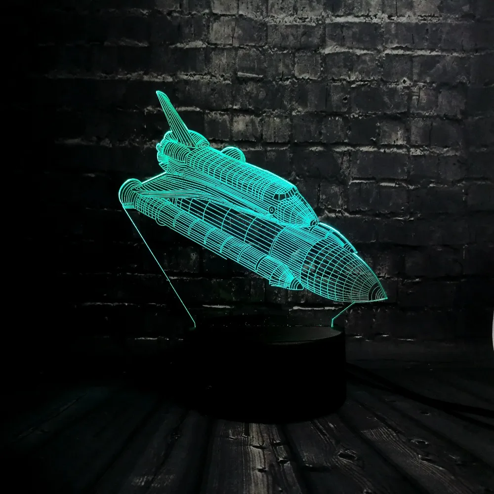 Rockets plane 3D LED ночник детское украшение USB лампа для сна в спальню 7 цветов Изменение