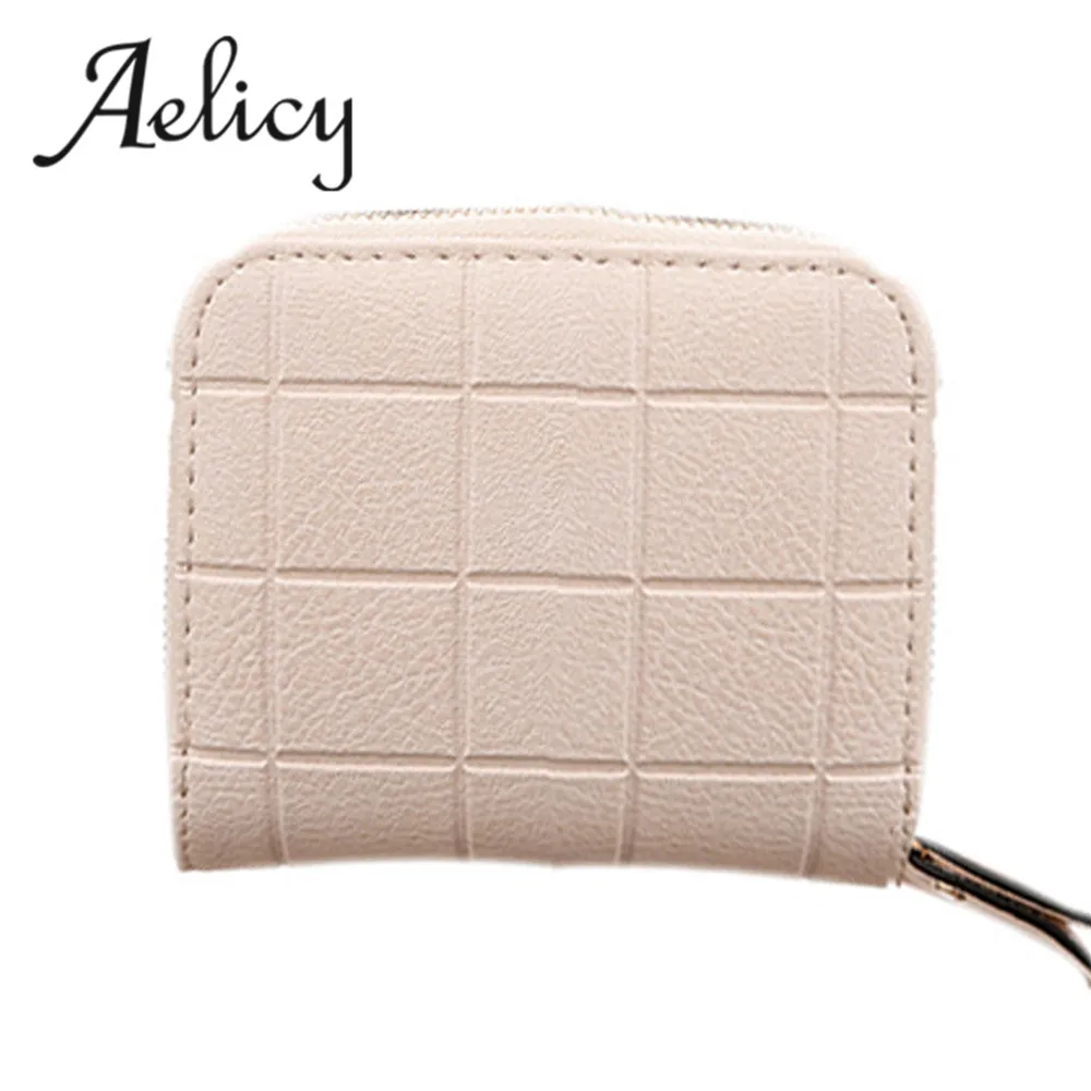 Aelicy женские кошельки из искусственной кожи, нубук, держатель для карт, кошелек для женщин, короткий кошелек, Модный женский маленький кошелек на молнии с кошельком для монет - Цвет: Бежевый