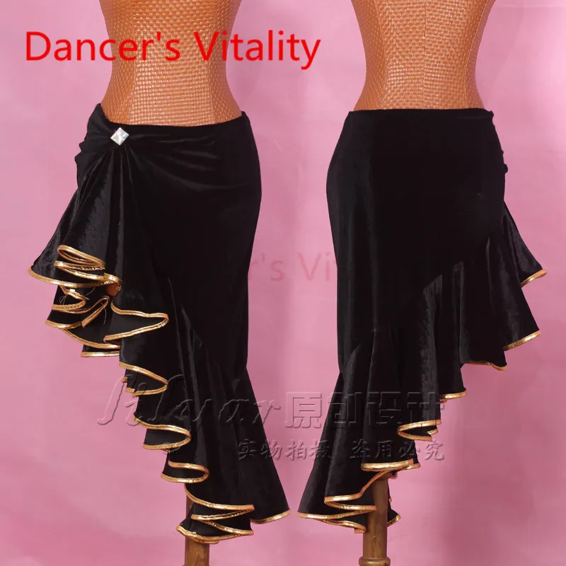 2017 платье для латинских танцев женская короткая юбка с волнистыми краями Сальса