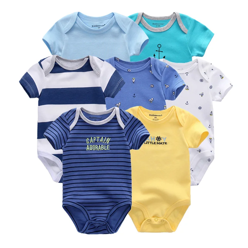 7 шт./лот Коллекция 2018 года Детский комбинезон с короткими рукавами для