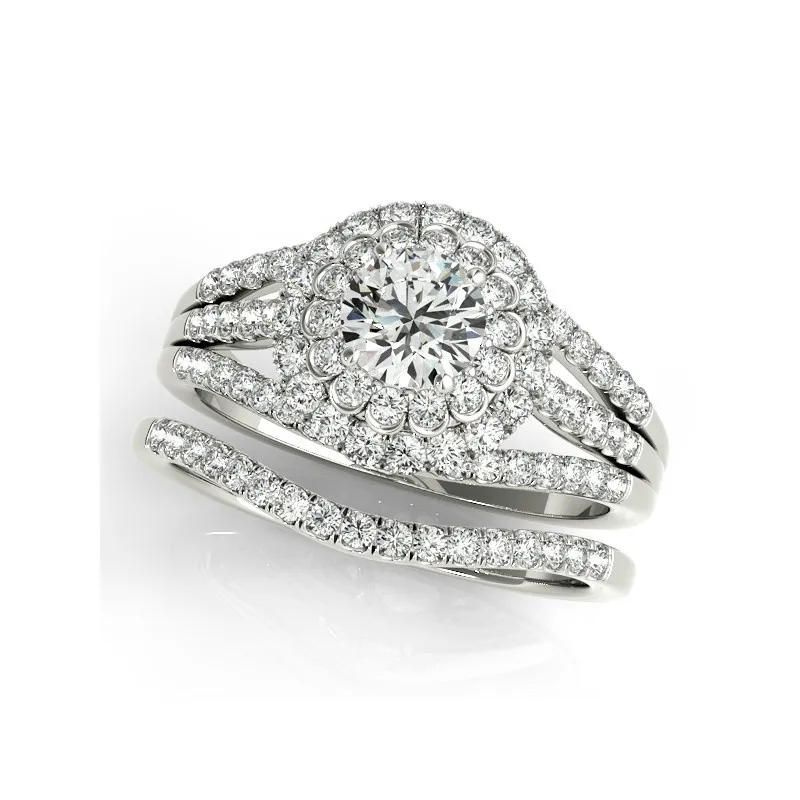 

QYI Unique Design Solid 925 Sterling Silver Ring Sets Luxurious Wedding Accessorise Sona Bridal Jewelry Rings For Women