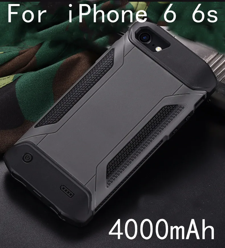 Black For iPhone 6 Leioua 4000 мАч ударопрочный тонкий Чехол-батарея для iPhone 6, 6 S, 7, 8 Plus, внешний аккумулятор, чехол s, задняя крышка для iPhone 6, 6 S, 7, 8 - Цвет: Black For iPhone 6
