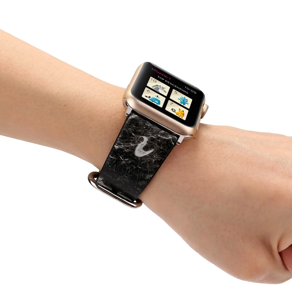 Мрамор печатных кожаный ремешок для apple watch серии 4 3 2 1 из мягкой искусственной