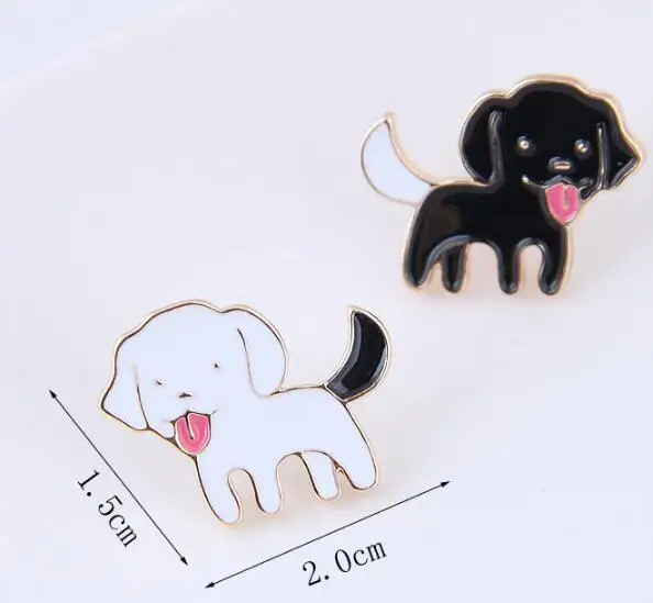 Золотые ювелирные изделия черно белые эмалевые серьги в виде животных для женщин