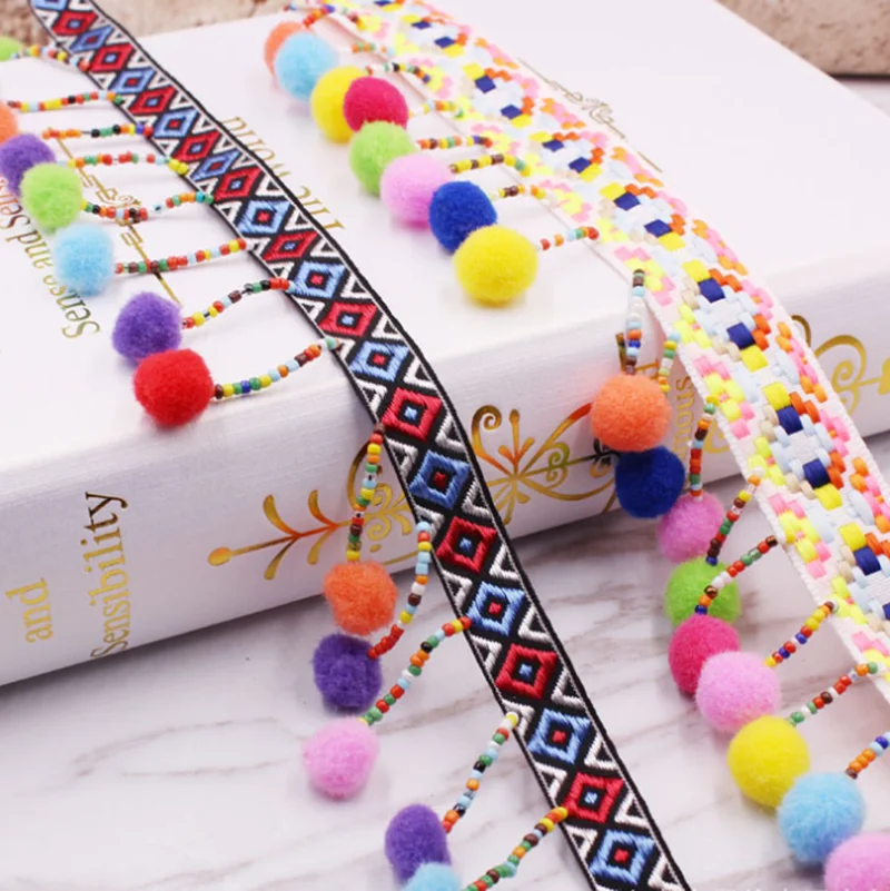 Бусины кисточки кружевная лента с помпоном отделка ткань шнур сумка для обуви