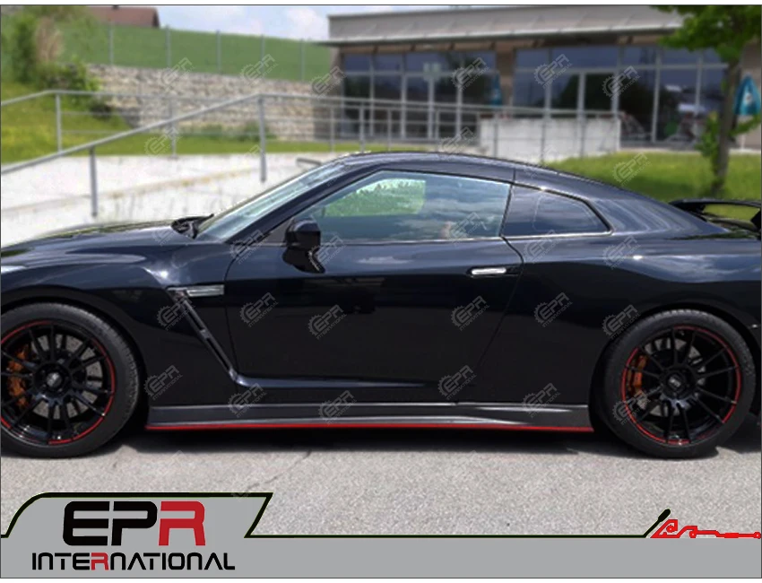 Для Nissan GTR R35 2012 на Nismo Стиль углеродное волокно сбоку юбка глянцевая отделка дверная Накладка на порог настройки расширение отделкой средства ухода за кожей Комплект часть