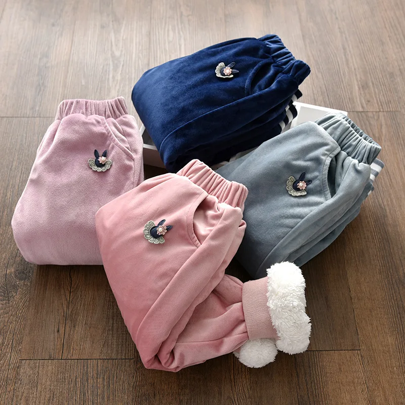 Зимние штаны BibiCola для девочек повседневные теплые плотные брюки детей длинные