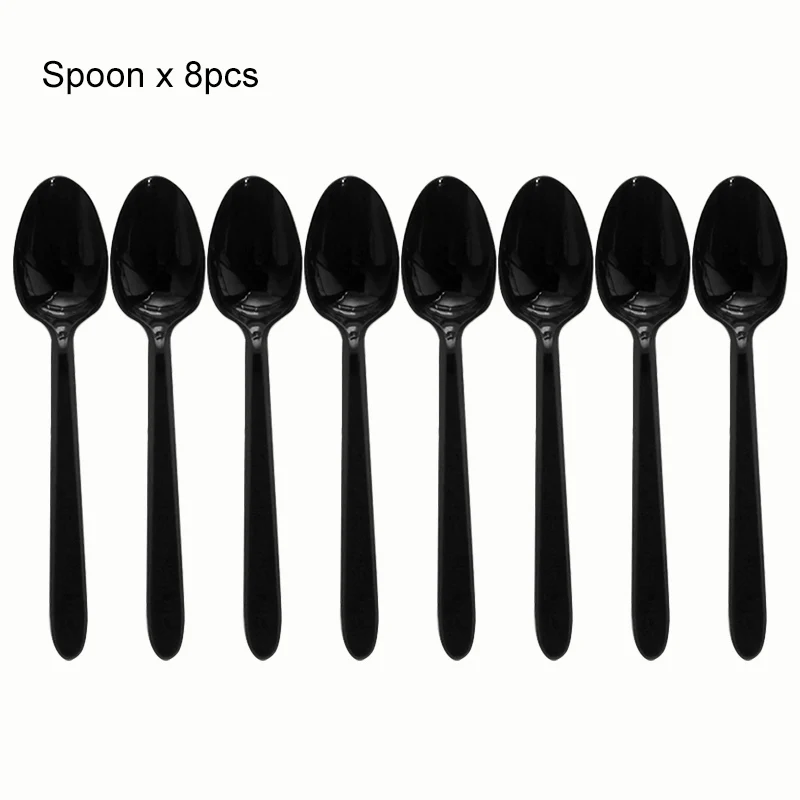black-spoon Merry Christmas Lumberjack вечерние Наборы украшений одноразовая посуда счастливые сувениры для вечеринки ко дню рождения салфетки тарелки принадлежности для праздника - Цвет: black-spoon