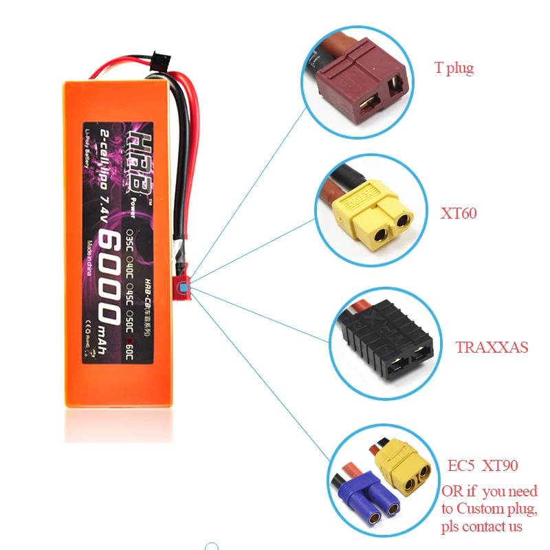 HRB RC Lipo 2S TRX4 батарея 7 4 V 6000mAh 60C Orange жесткий чехол Max 120C Bateria 1/10 автомобиль Лодка