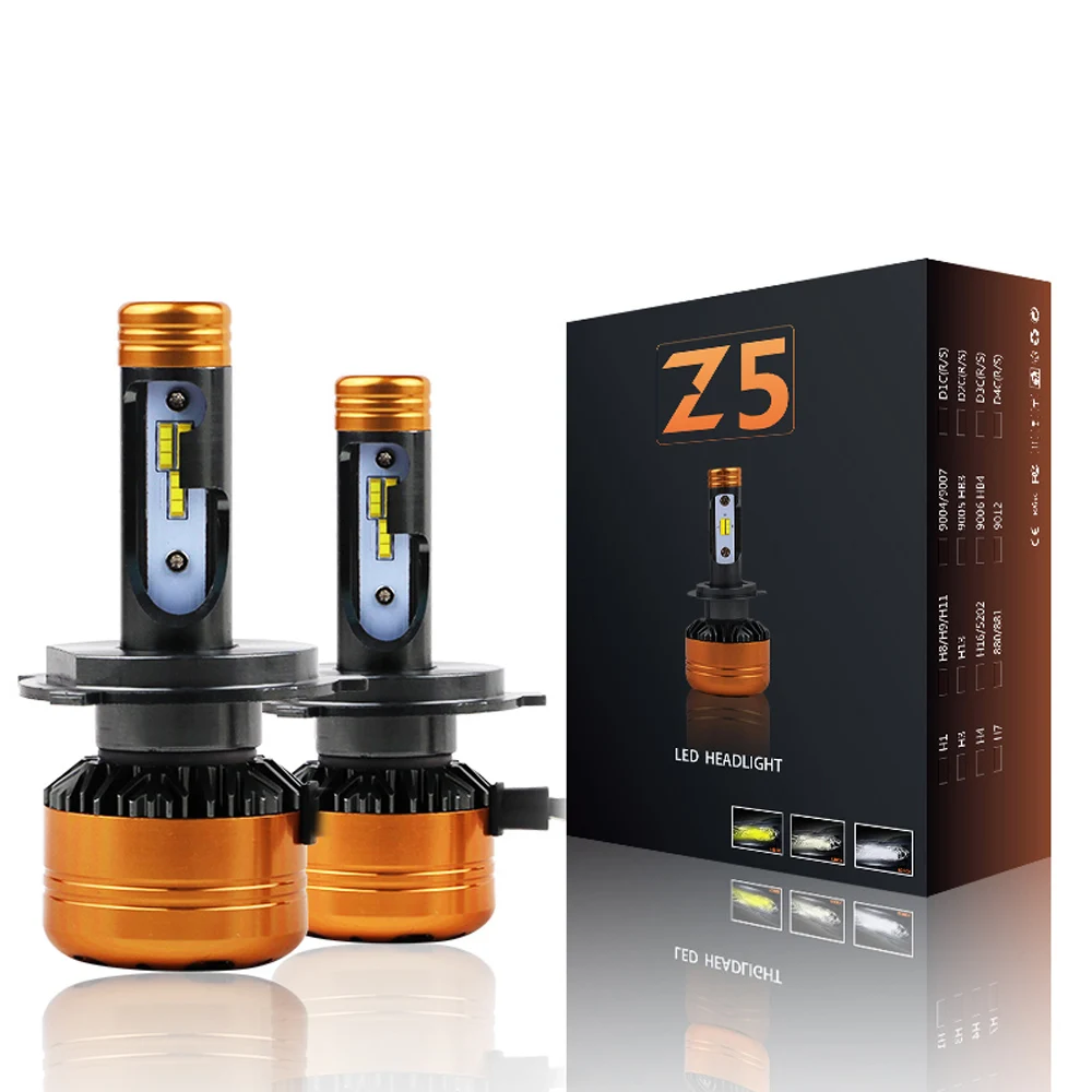 Трехцветная светодиодная s-Фара Z5, H4 9003, 50 Вт, 4,3 лм, 3K, 6000K, 3 цвета