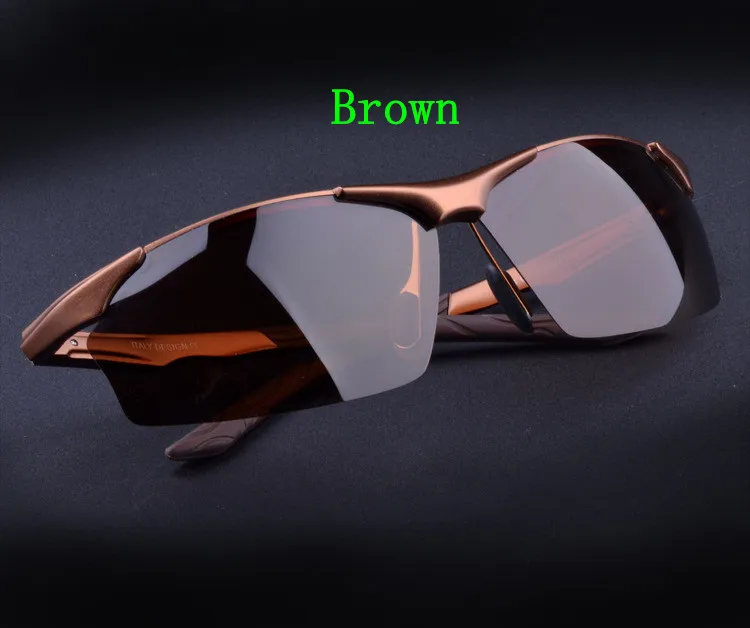 Brown frame Мужские поляризованные солнцезащитные очки из алюминиево-магниевого сплава, зеркальные Мужские солнцезащитные очки для вождения - Цвет линз: Brown frame