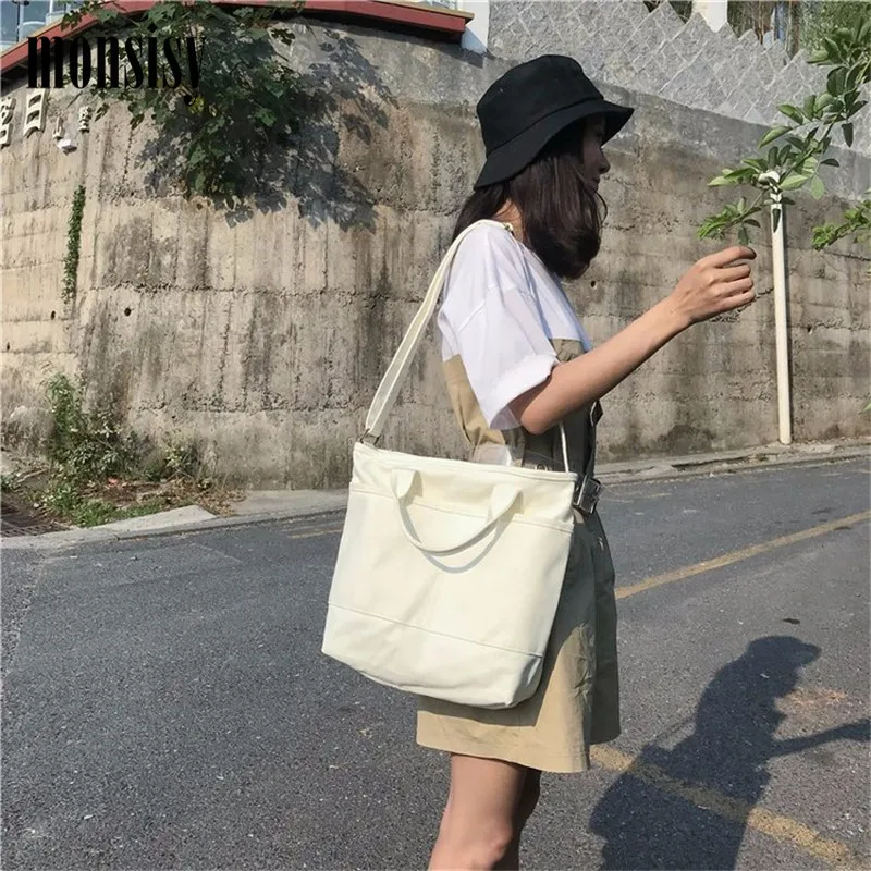 Женская Холщовая Сумка тоут Monsisy модная вместительная однотонная сумка
