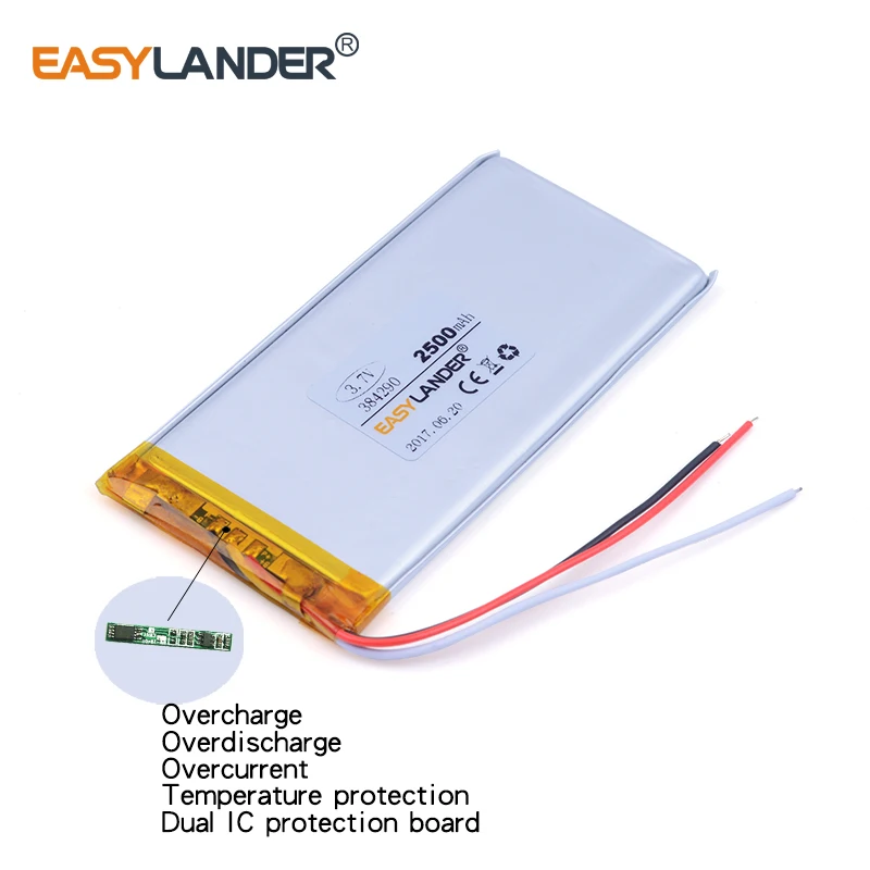 384290 3 7 V 2500mAh литий полимерный ионный аккумулятор для китайского клон andorid