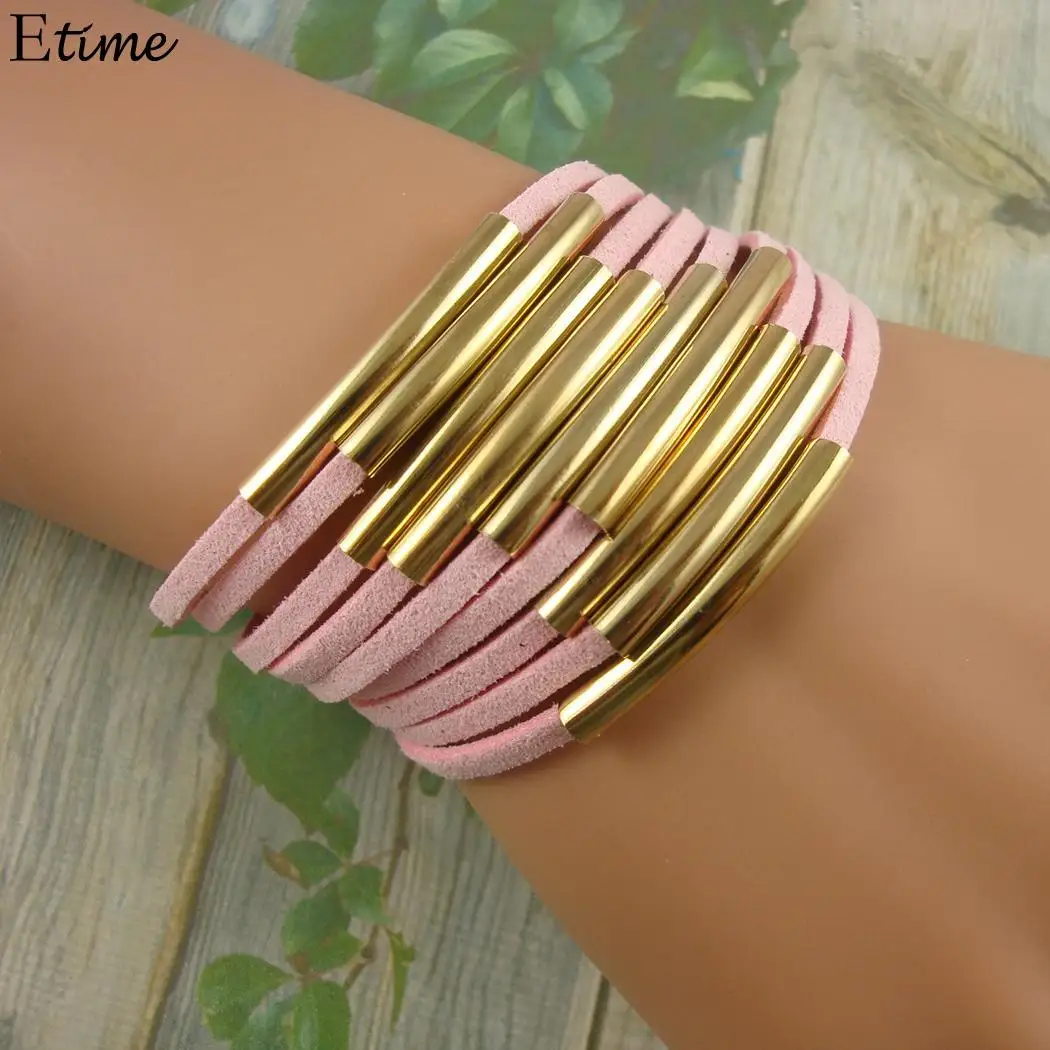 Suede Women Multilayer Men Copper Tube Bracelets Jewelry | Украшения и аксессуары