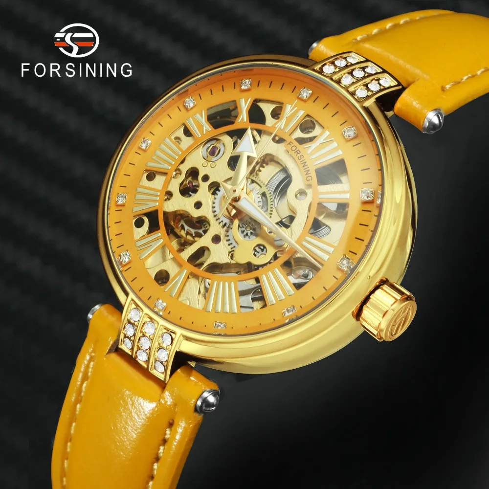 FORSINING модные автоматические механические Женские часы лучший бренд Роскошный