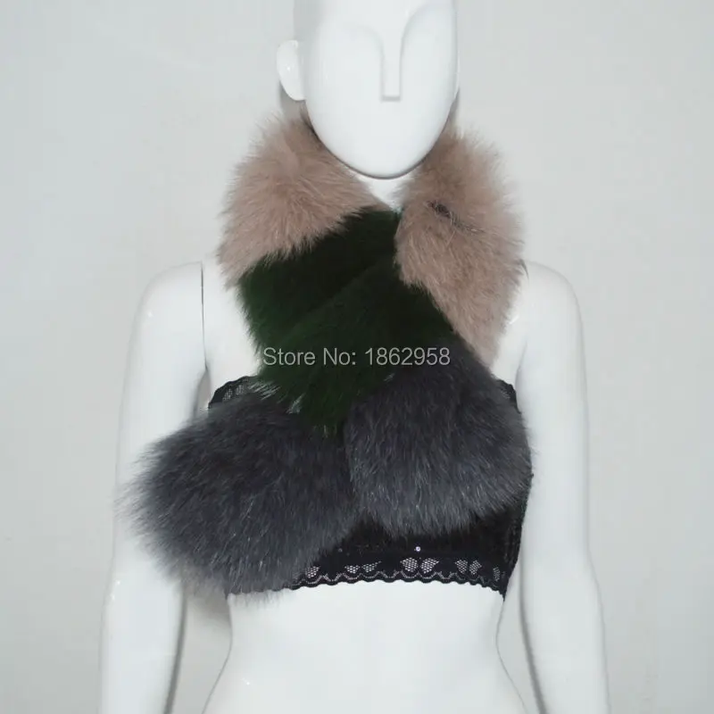 China Post Free Shipping SJ083 New Arrival 2019 Cheap Price Combined Color Pull Through Top Quality Real Fox Fur Scarf |