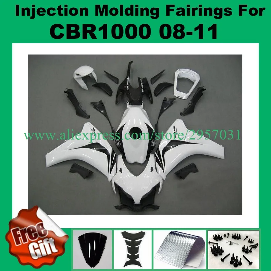 

Free screws+gifts For Honda CBR 1000RR 2008 2009 2010 2011 CBR 1000 RR ABS Plastic motorcycle Fairing Kit White