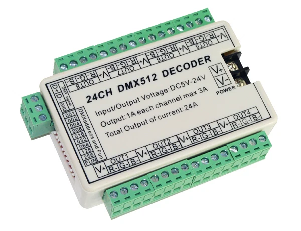 Уорфорд Быстрая доставка оптовая продажа 1 шт. 24CH dmx512 декодер led RGB