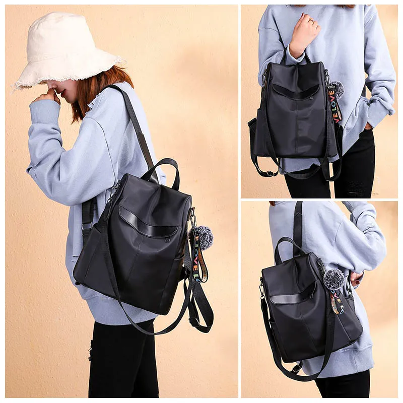 Female Casual Leather Backpack Women's A Bag Large Capacity Waterproof Teenage Girls Bags Minimalist Vintage Women Backpacks | Багаж и
