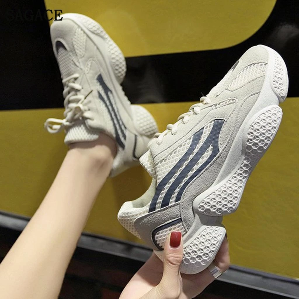 Женские кроссовки на платформе SAGACE классические сетчатые дышащие толстой