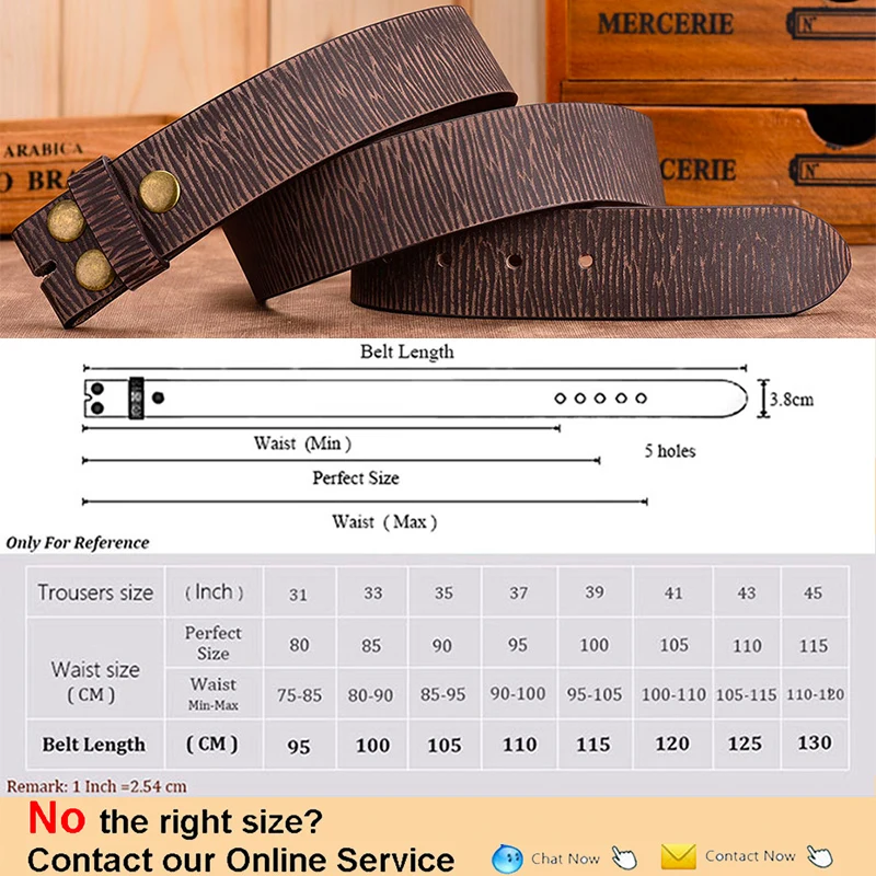 Ремень из 100% натуральной кожи без пряжки для джинсов винтажный ремень мужчин