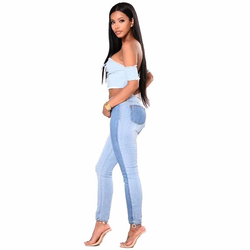 Джинсы для Для женщин обтягивающие джинсы женские-талия с цветными блоками шить