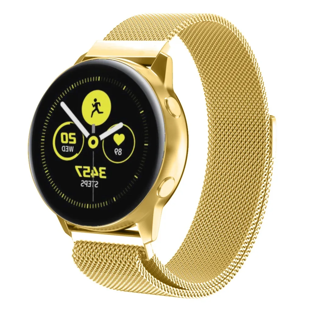 Умные часы браслет ремешок Smartband магнитный с миланским плетением петля ремешок быстросъемный ремешок для samsung Galaxy Watch Active