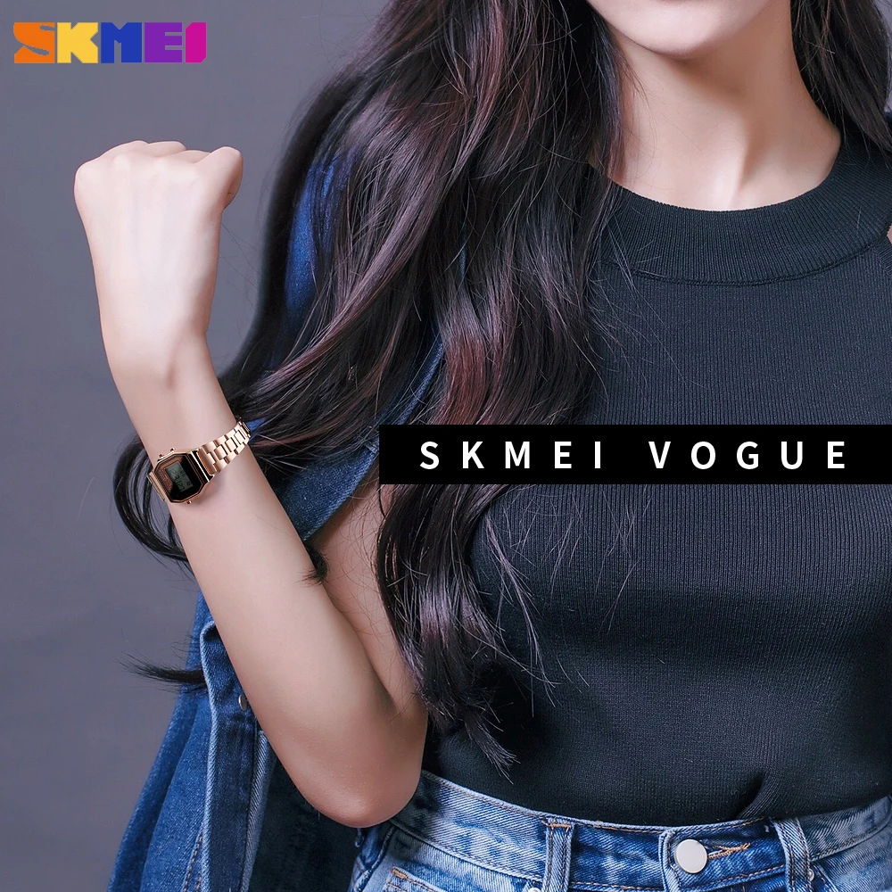 SKMEI модные роскошные повседневные женские часы Топ цифровые спортивные водонепроницаемые женские часы из нержавеющей стали женские часы Relogio Feminino
