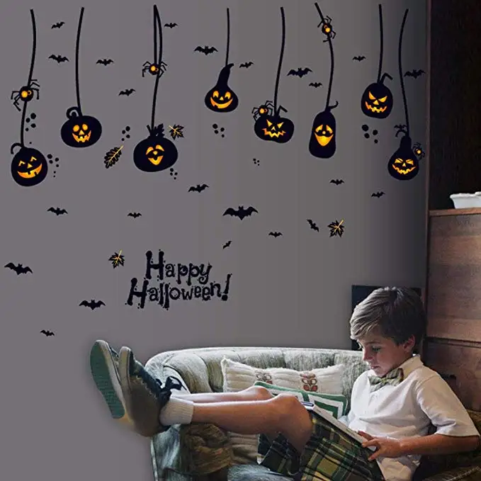 Хэллоуин Тыква стены стикеры Съемный DIY Room Decor наклейки окно цепляться фестиваль