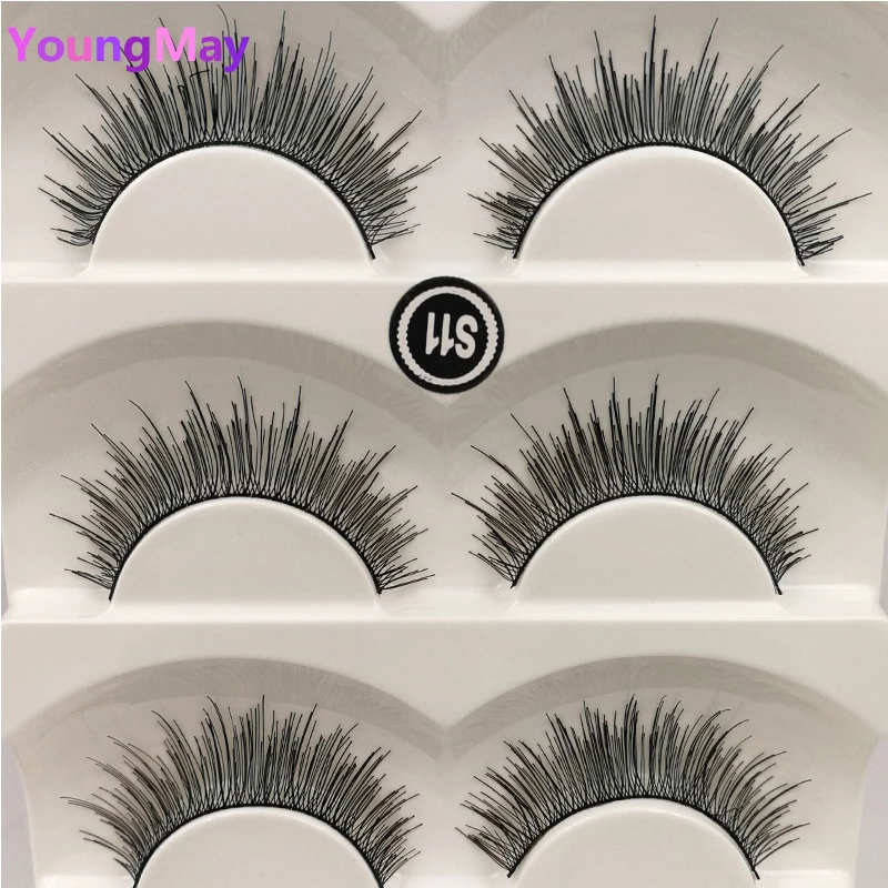 5 пар ресницы ручной леди Макияж природных Накладные Красота составляют мягкий