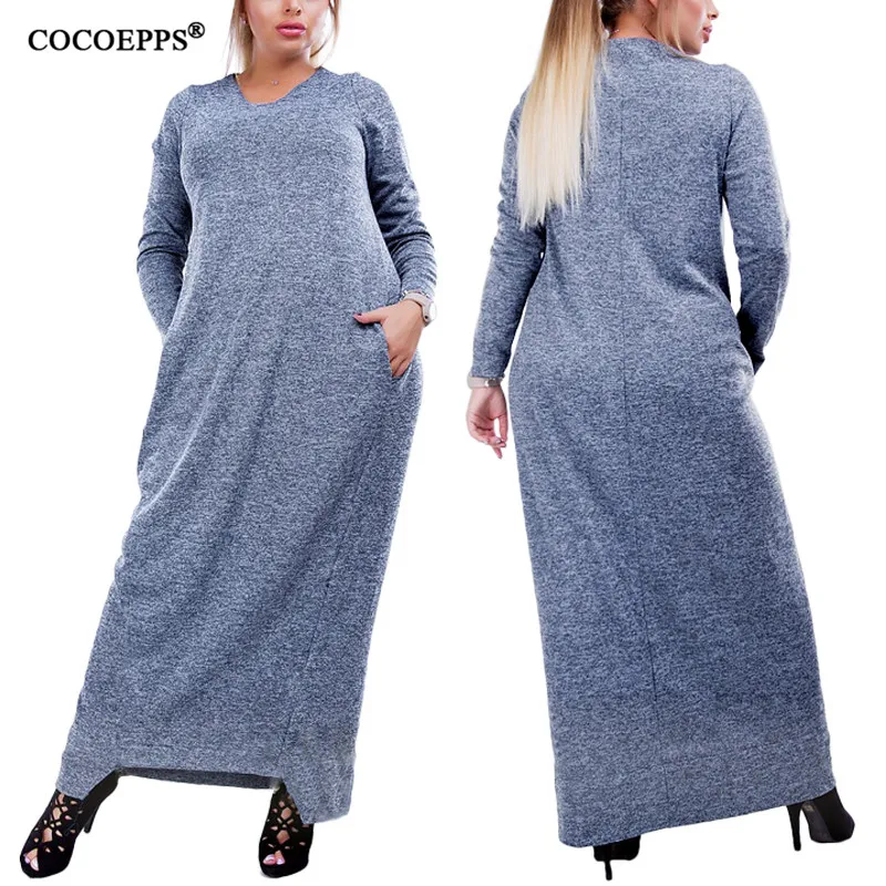 Женское длинное платье с длинным рукавом размеры до 6XL|vintage vestido|vestidos plusplus size long dress
