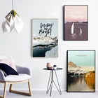 Настенная картина Заснеженная гора, парусник, лодка, пейзаж, настенная живопись, скандинавские постеры и принты для украшения гостиной