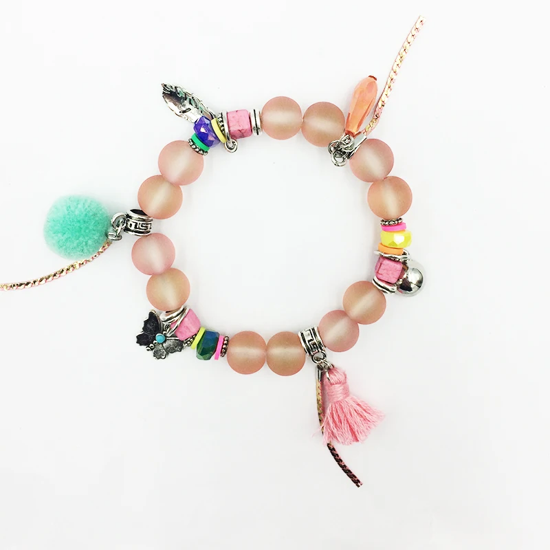 1 шт. винтажная подвеска бохо браслеты браслет для женщин горный хрусталь помпон