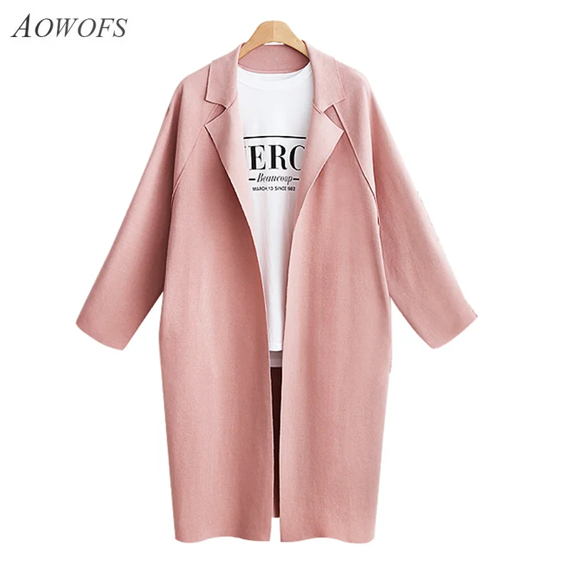 2018 осенне зимний Тренч кардиган для женщин с длинными рукавами плюс размер