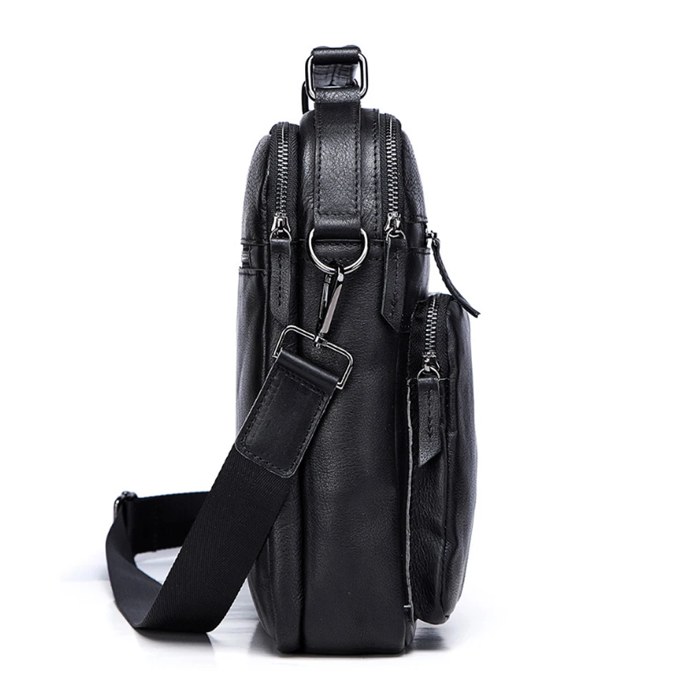 Новинка 2018 мужские черные сумки из натуральной кожи повседневные