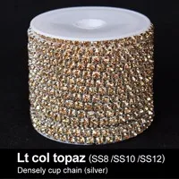 10 метров/рулон подполковник топаз хрустальные цепи SS6/SS8/SS10/SS12 плотно серебряный Кубок Сеть для одежды