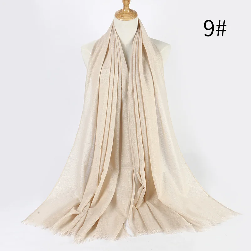 

20pc/lot gold color thread solid scarf women shinny plain shawl viscose scarf and shawl muslim printed scarfs arab hijabs