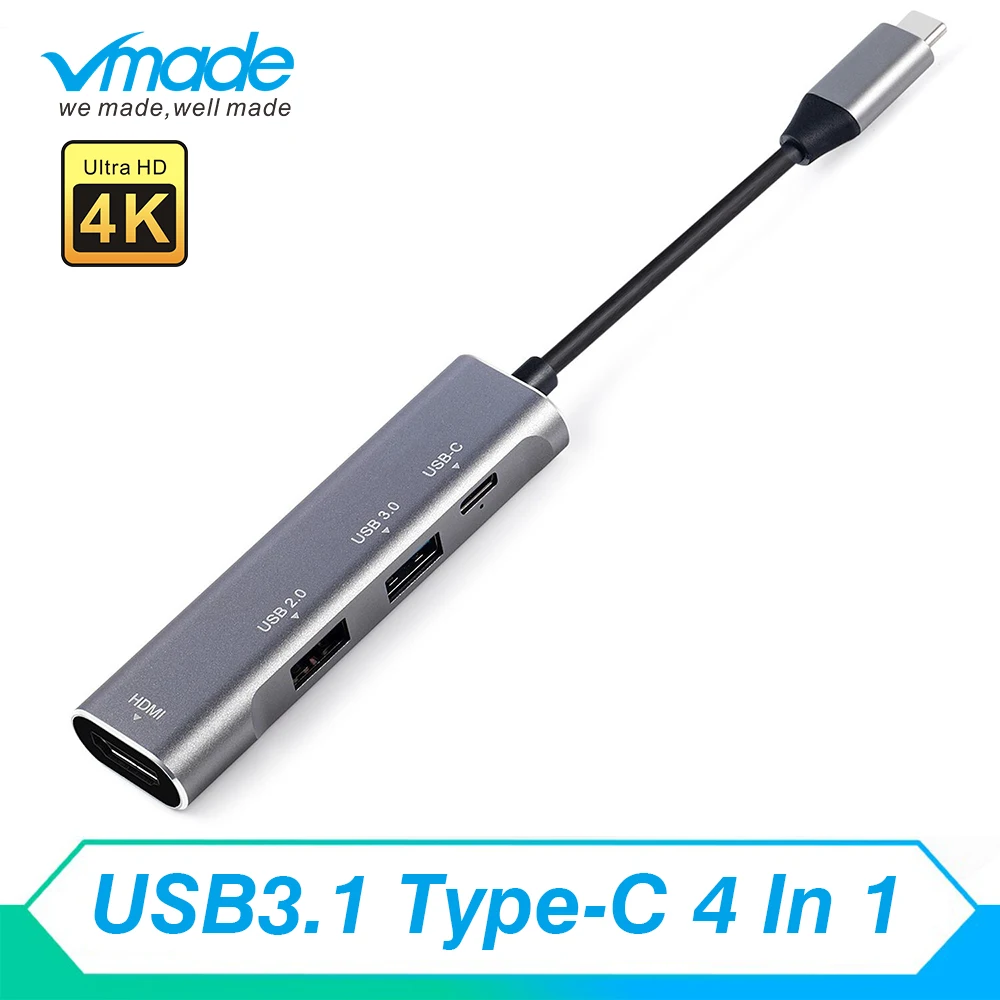 4 в 1 usb хаб USB 3 0 адаптер конвертер HDMI 4K type C с PD Быстрая зарядка USBC подключен для ASUS