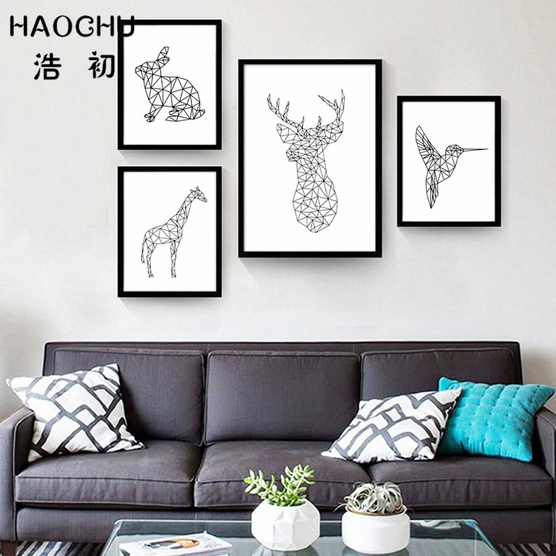 HAOCHU нордическая Минималистичная черно-белая Геометрическая животная
