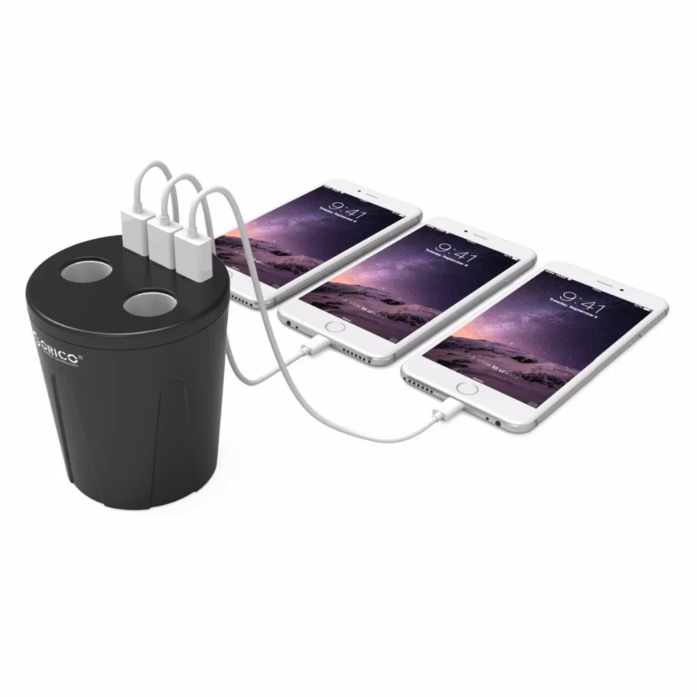 Автомобильное зарядное устройство ORICO 2 порта прикуриватель и 3 Смарт USB для