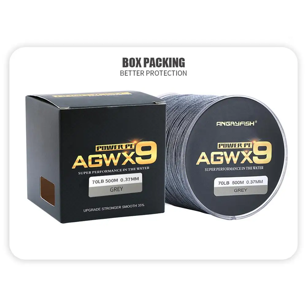 

ANGRYFISH Diominate X9 PE Line 9 Strands Weaves Braided 500m/547yds Super Strong Fishing Line 15LB-100LB Brown